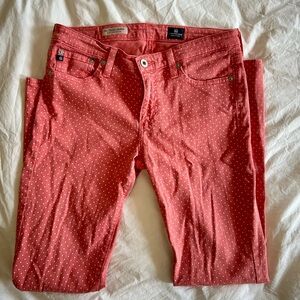 AG Adriano Goldschmied Coral Polka Dot Cropped Jeans